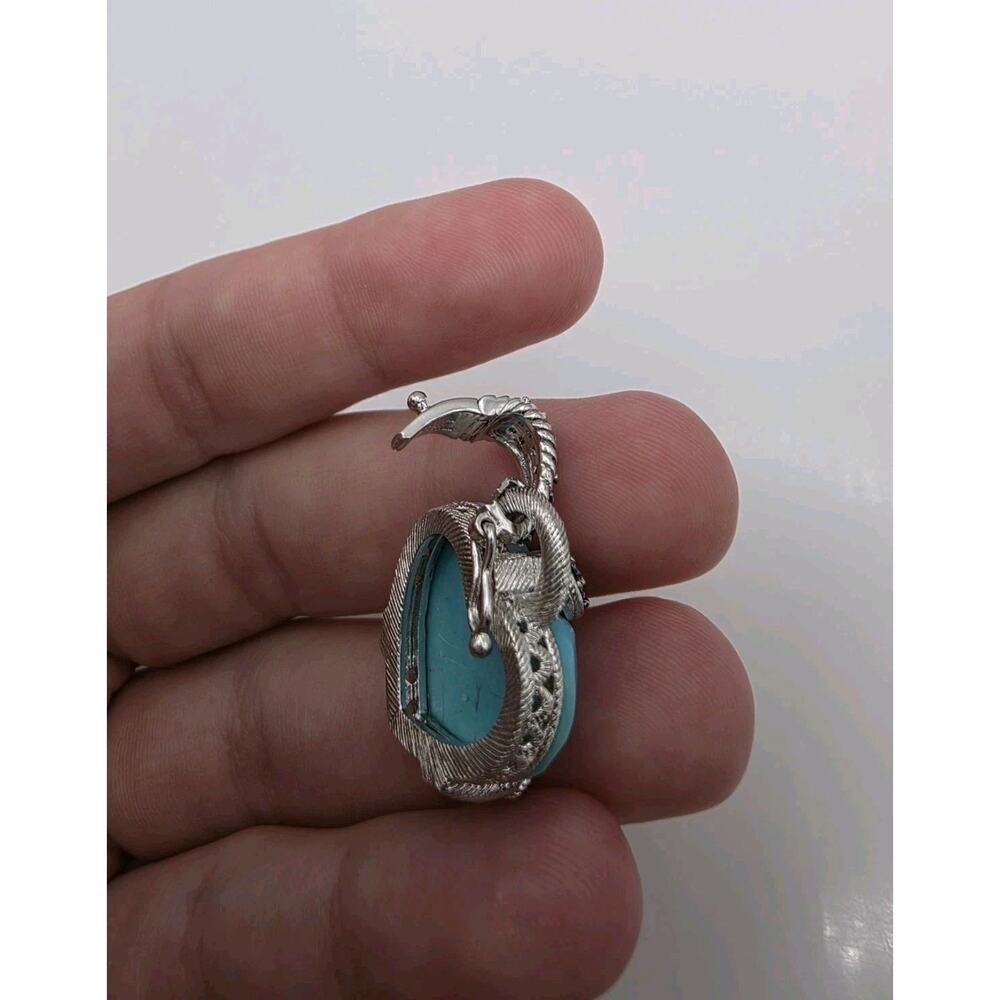 Judith Ripka Sterling Silver Turquoise CZ Blue Heart Pendant - Picture 8 of 11